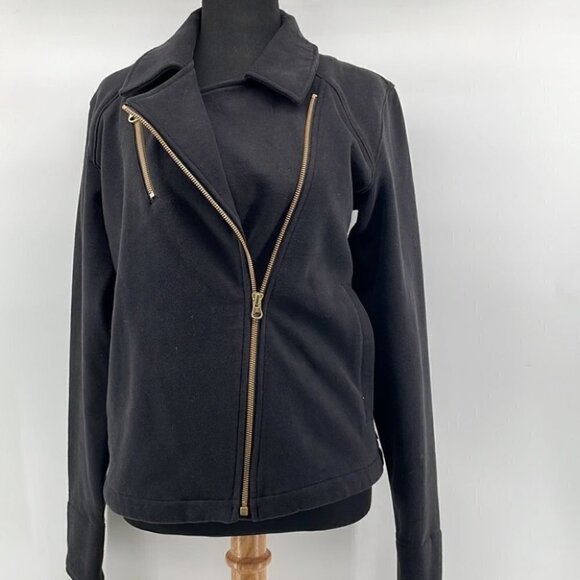 lululemon Lab Shadow JacketBlack cotton fleece moto jacket sz 6 - Picture 5 of 10